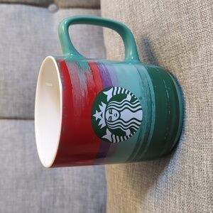 Starbucks 2021 Holiday Coffee Mug with Brush Strokes 15oz.